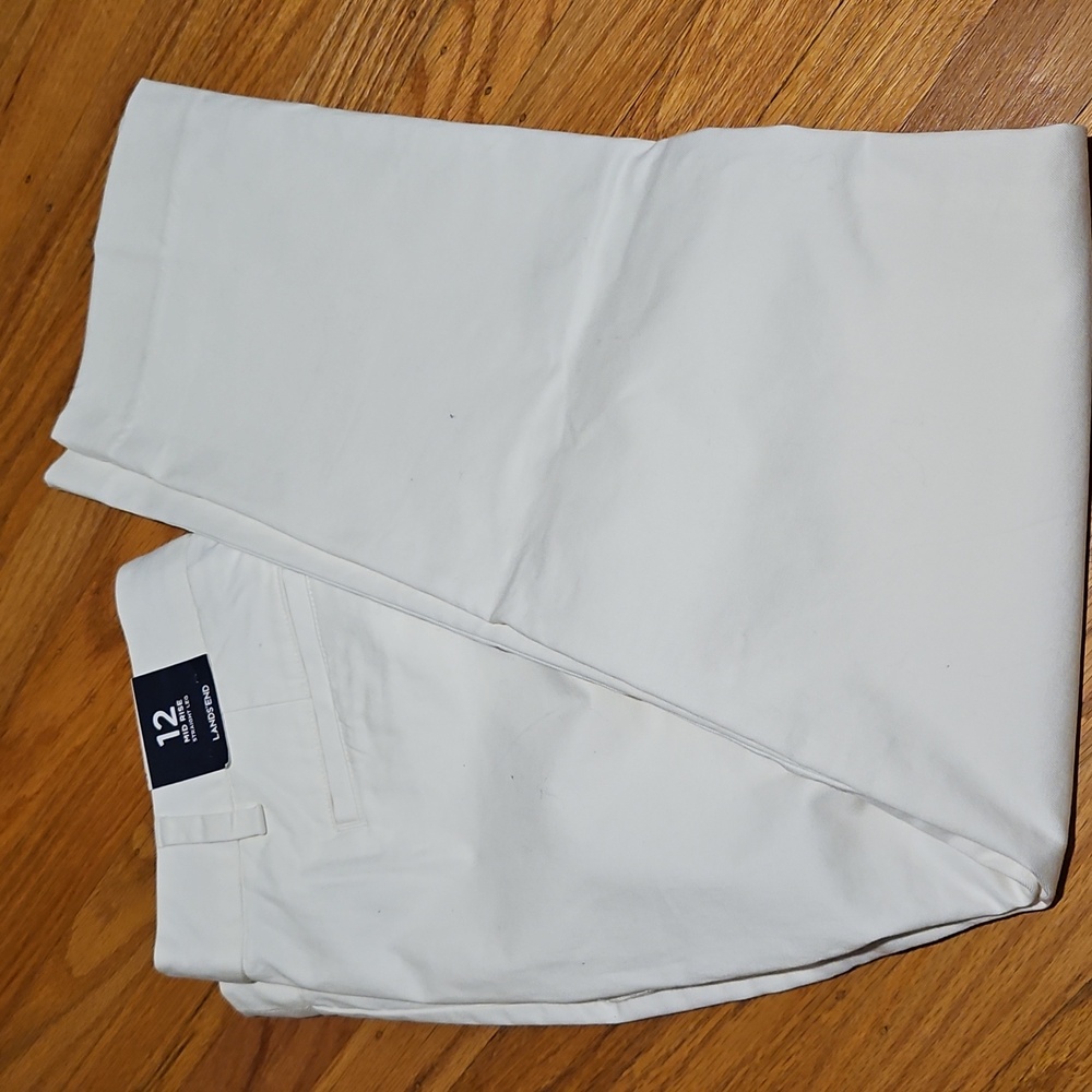 Lands' End White Straight Leg "No-Rise" Pants